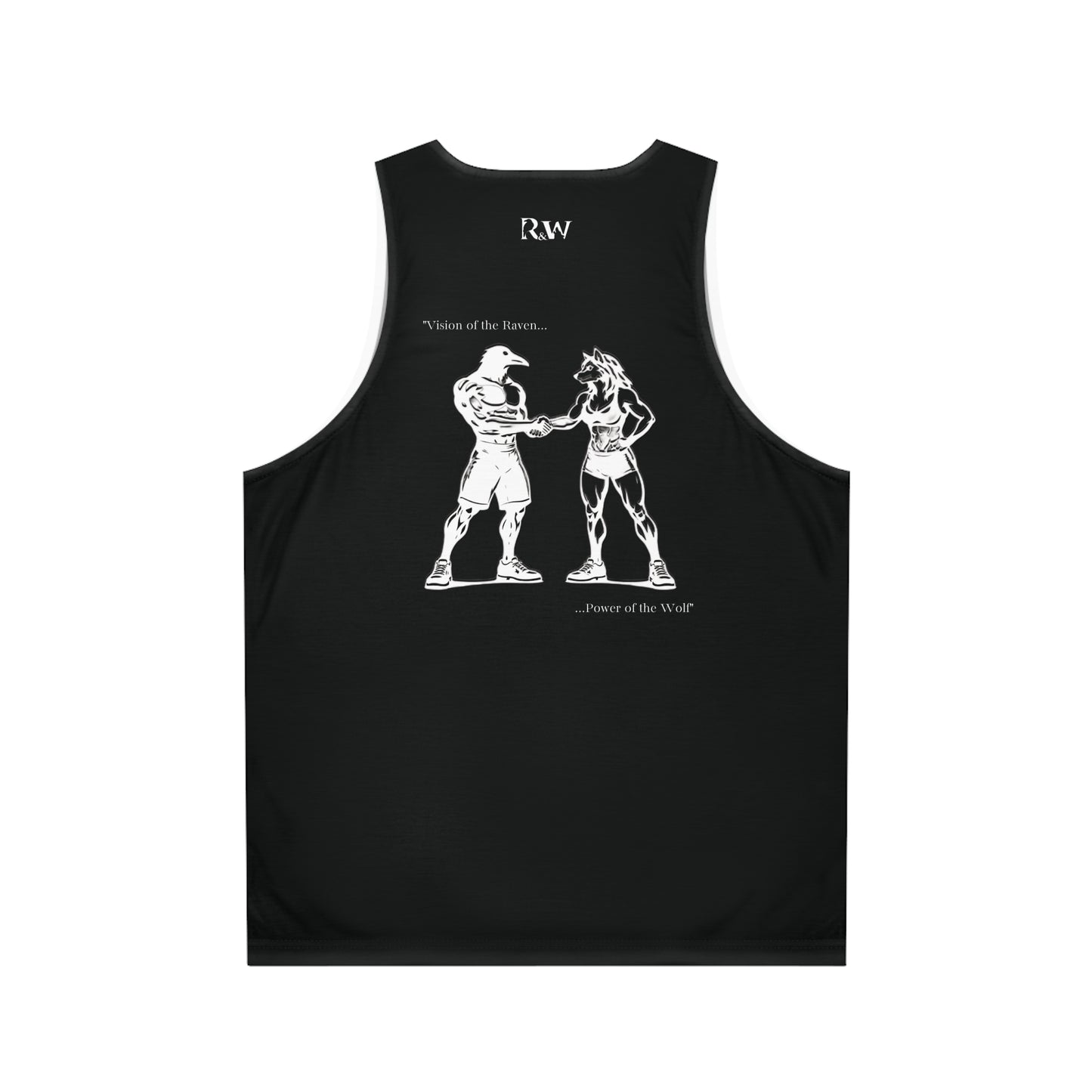 R&W Athletics "Origin Story" Comic-Style Fitness Tank Top — Tarmac Black