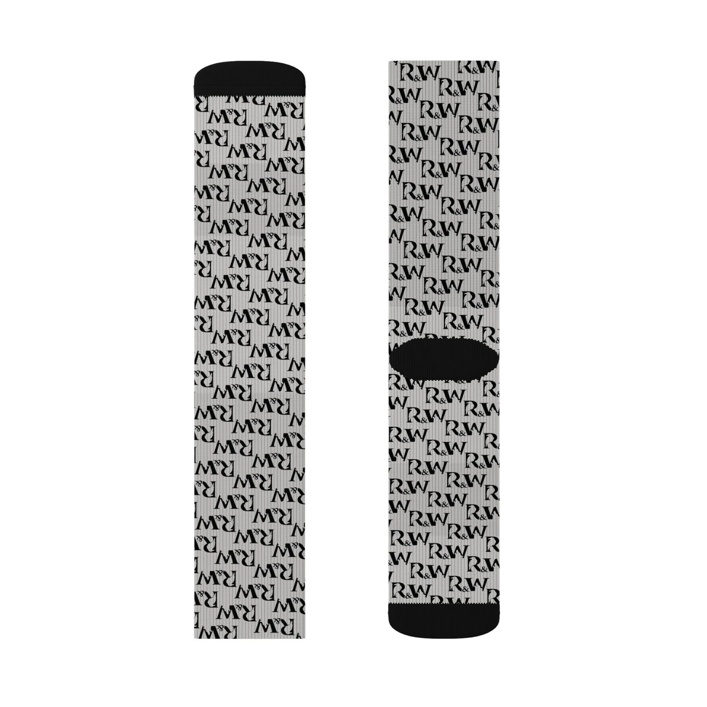 Monogram Pattern Socks — Wolf Grey Crew Socks