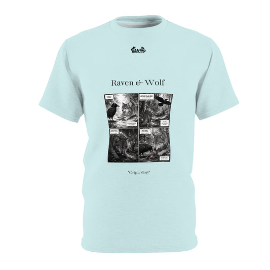 Raven & Wolf "Origin Story" Graphic Tee — Horizon Vintage Gothic Comic Panel T-Shirt