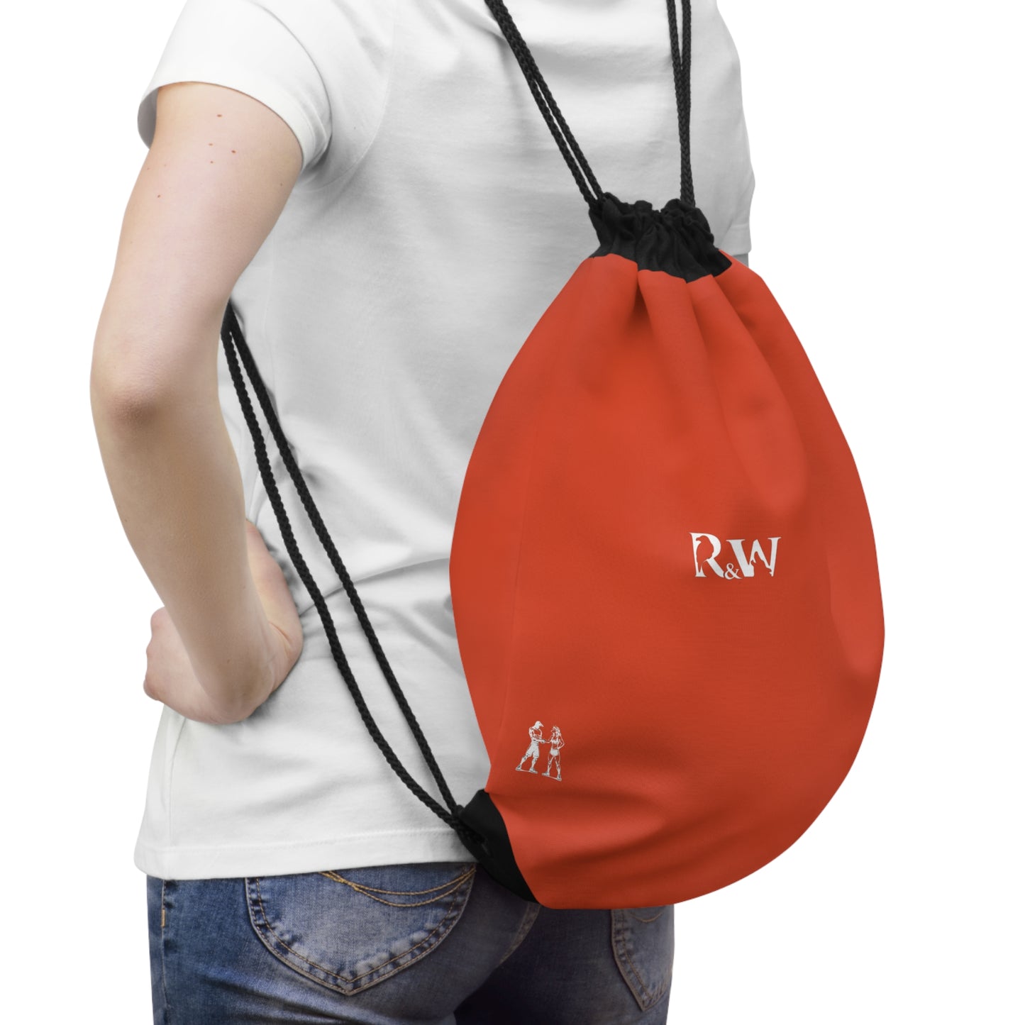 Monogram Drawstring Bag — Minimalist Rojo Rugiente II Gym Sack