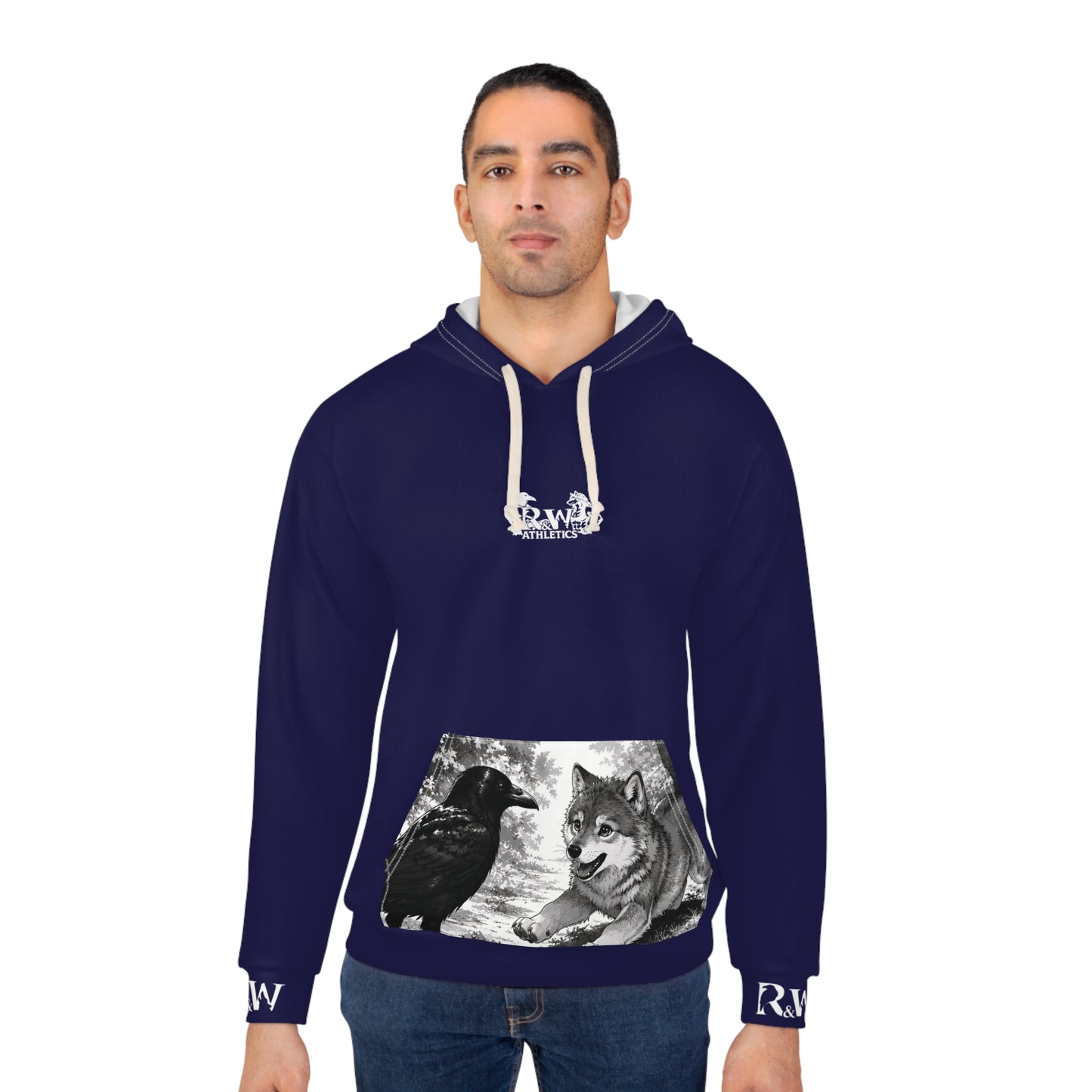 R&W Athletics Graphic Hoodie — "Origin Story" Noble Navy Comic Panel Pullover