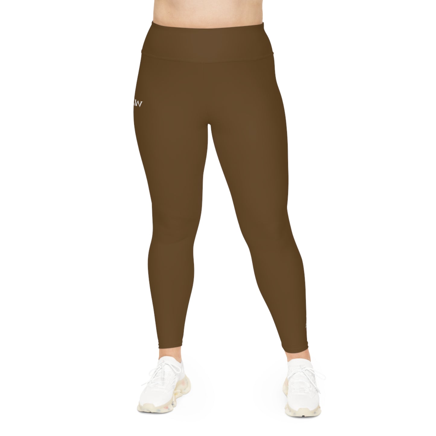 R&W Women's Plus Size Leggings — Minimalist Logo Maduro Marrón