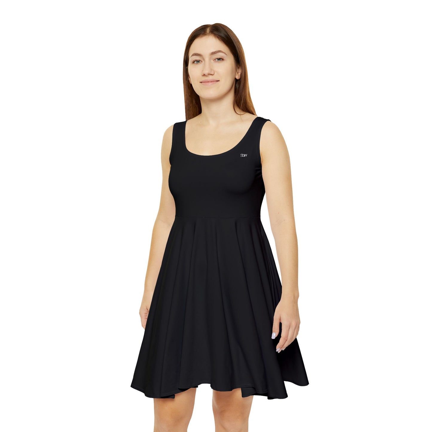 Tarmac Black Women's Skater Dress — Classic Scoop Neck A-Line Summer Dress