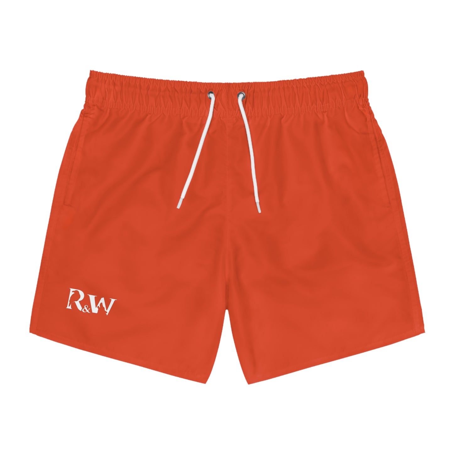 Mens Minimal Logo Swim Trunks — Rojo Rugiente II