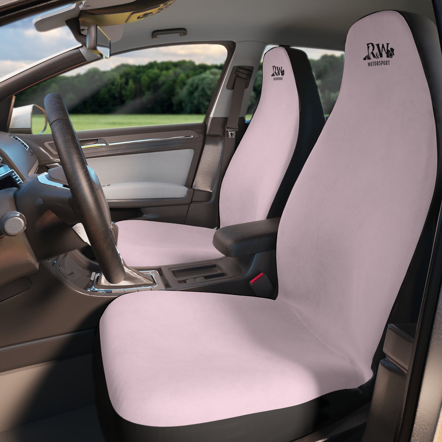 R&W Motorsport Car Seat Covers — Universal Front Seat Protectors - Performance Pink