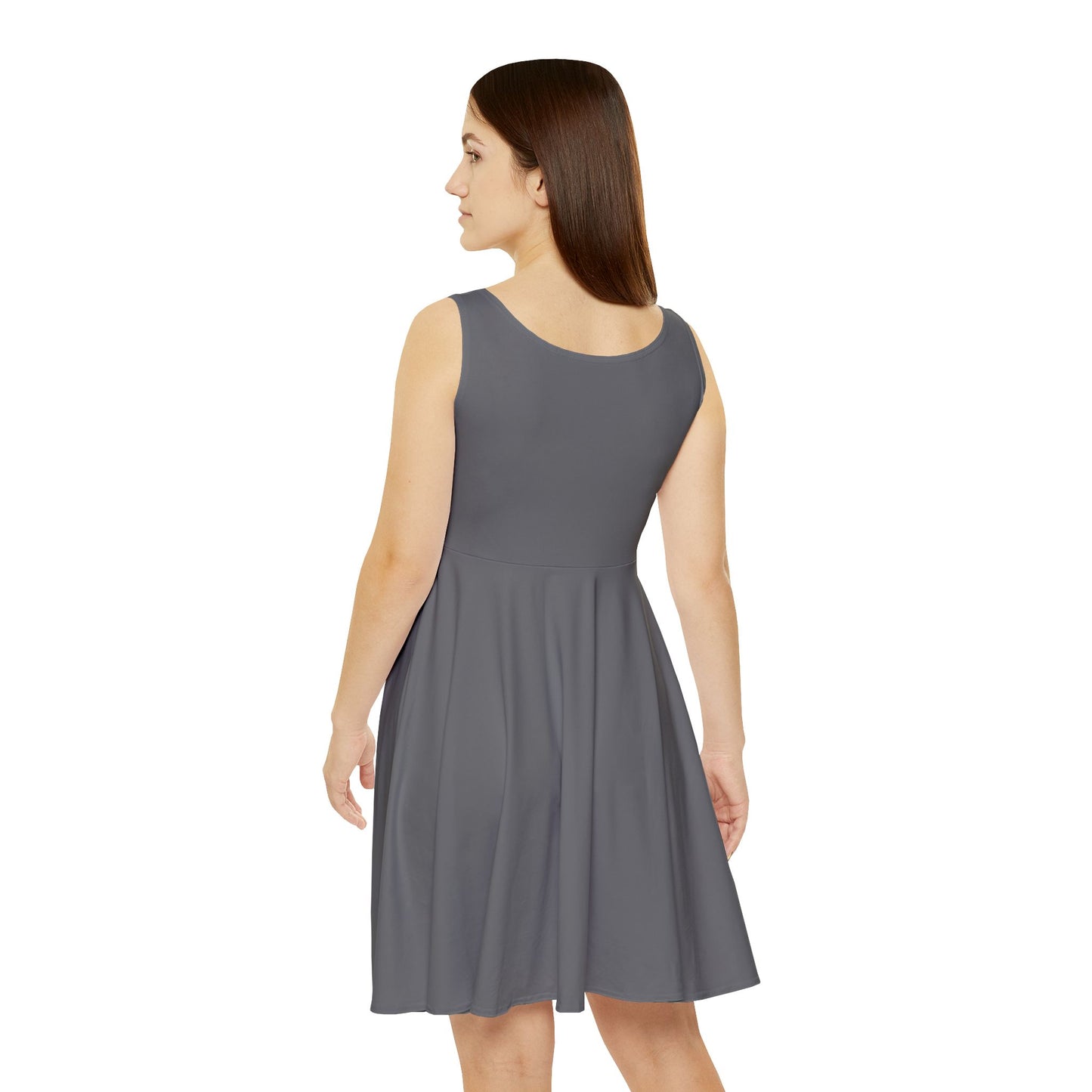 Asphalt Grey Women's Skater Dress — Classic Scoop Neck A-Line Summer Dress
