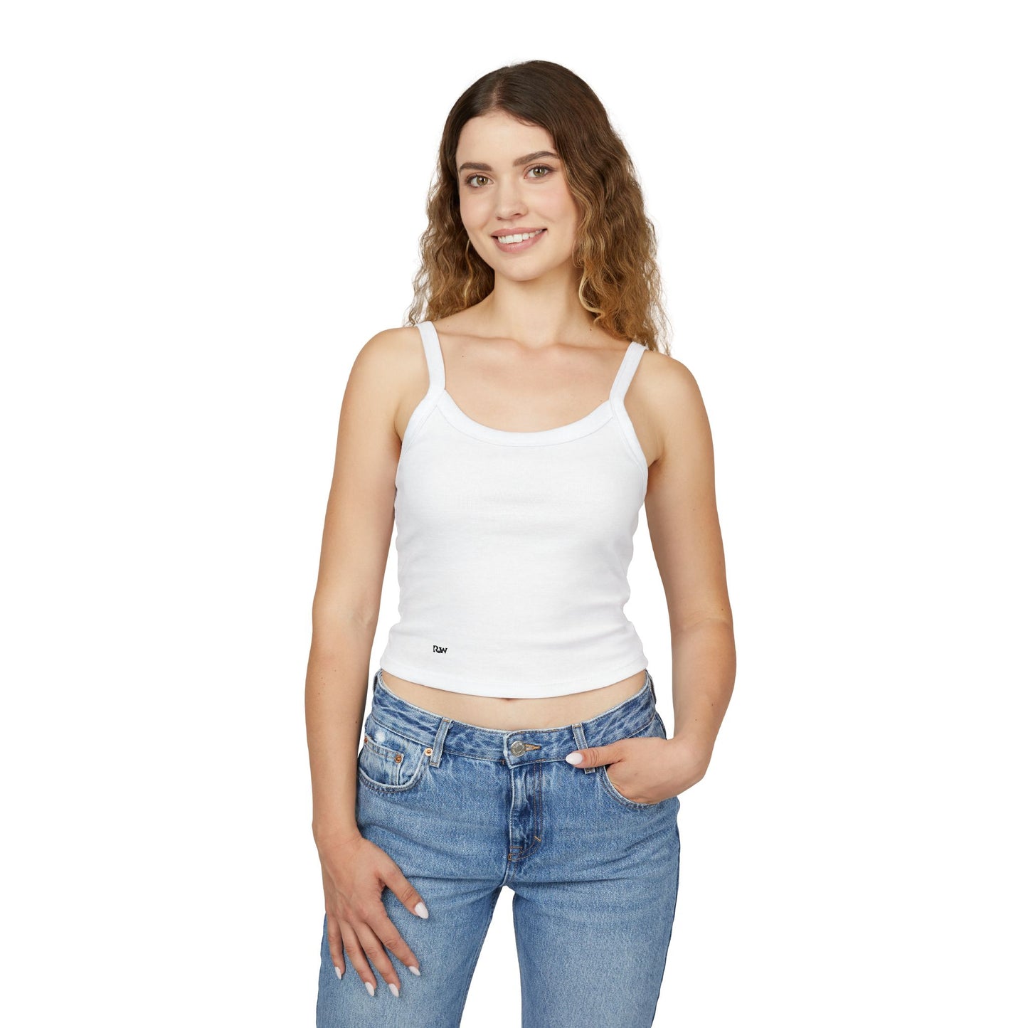 R&W Women's Monogram Crop Tank Top —Panda Women's Spaghetti Strap Graphic Tank