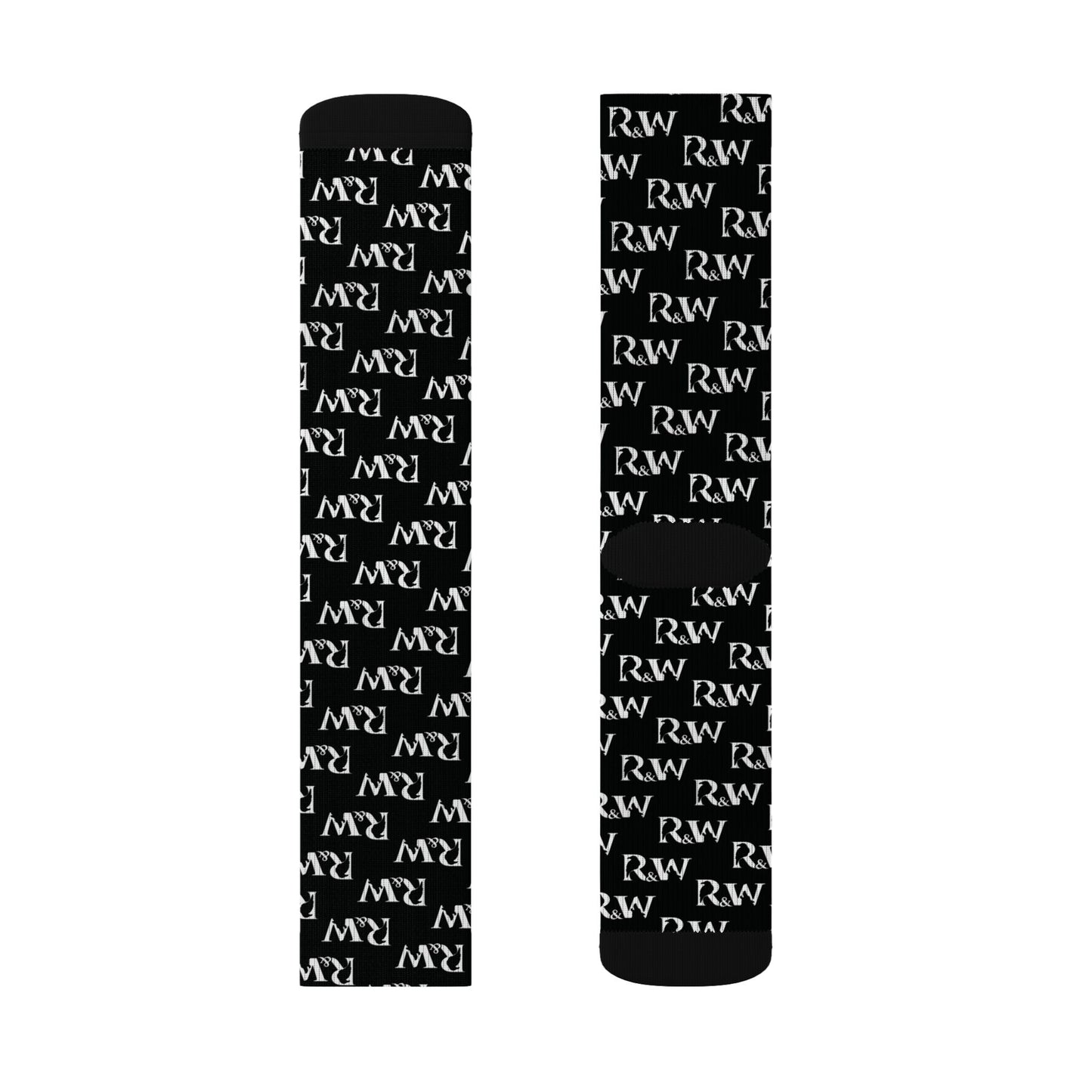 Monogram Pattern Socks — Tarmac Black Crew Socks