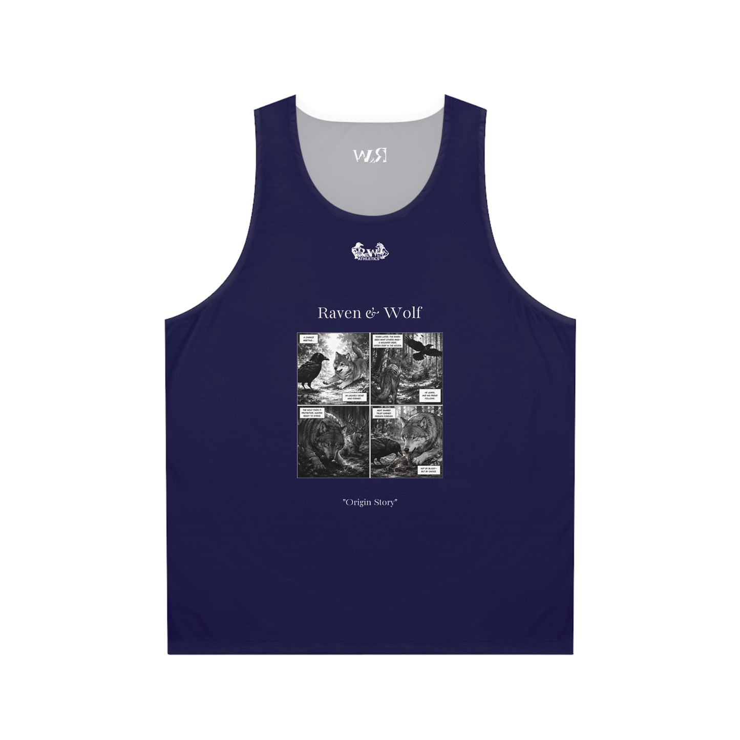 R&W Athletics "Origin Story" Comic-Style Fitness Tank Top — Noble Navy