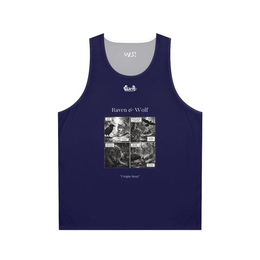 R&W Athletics "Origin Story" Comic-Style Fitness Tank Top — Noble Navy